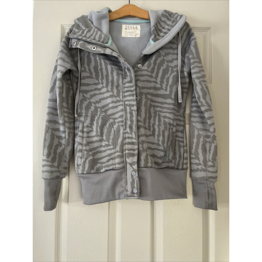 Vintage Billabong Fleece Lined Gray Zebra Zip Up Hoodie Womens Size Small Y2K